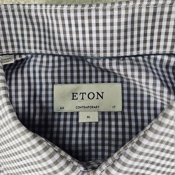 Eton‎ Shirt Mens XL Contemporary Blue Check Button Down Collared Preppy Career - Picture 2 of 11
